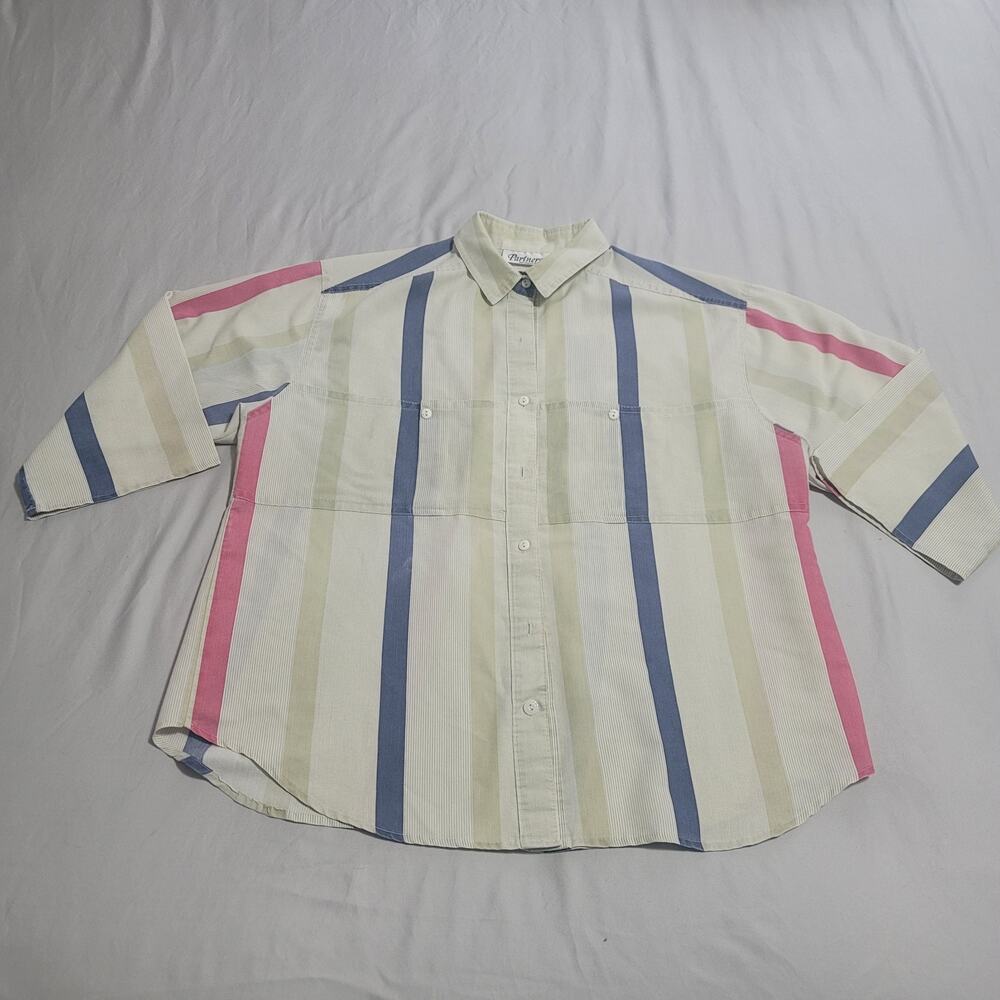 Vintage Partners by Mervyn’s Striped Button-Up Shirt Men’s Size Large